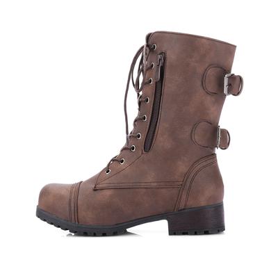 Women's Boots  Autumn and Winter Small Thick Heel Lace Up Belt Buckle Casual Short Tube Women's Boots Large Size Boots