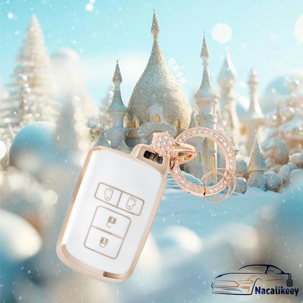 Nacalikeey Cute Key Case, Snow Key Holder, Key Case, Sparkle, Key Cover, Gorgeous Style, White