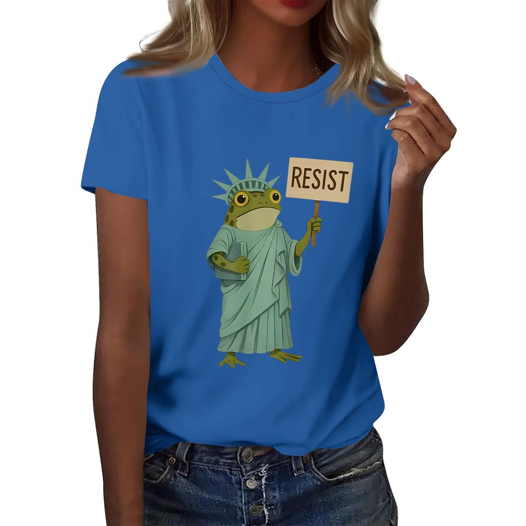 Women's Printed Round Neck Short Sleeve Top