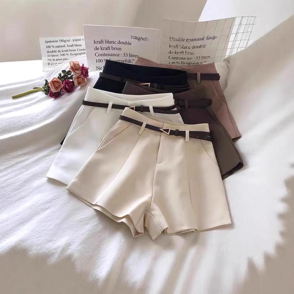 Women's Spring/Summer 2025 High-Waist A-Line Drape Shorts - Versatile, Slimming Wide-Leg Suit Shorts