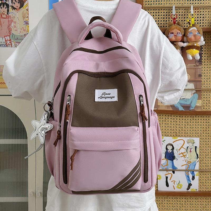 Schoolbag New Female Campus Simple Large Capacity Junior High School High School Student Backpack Leisure Large Capacity Backpack