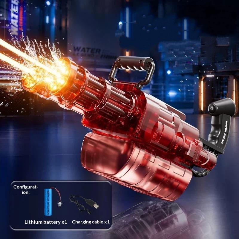 Auto Gatling Water Cannon Rotating High-Pressure Large Capacity Gatling Water Gun Toy Adults Outdoor Summer Fun Play Kid Gifts