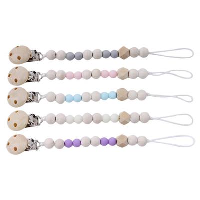 Beech Wood Baby Pacifier Anti-Drop Chain & Teether Clip