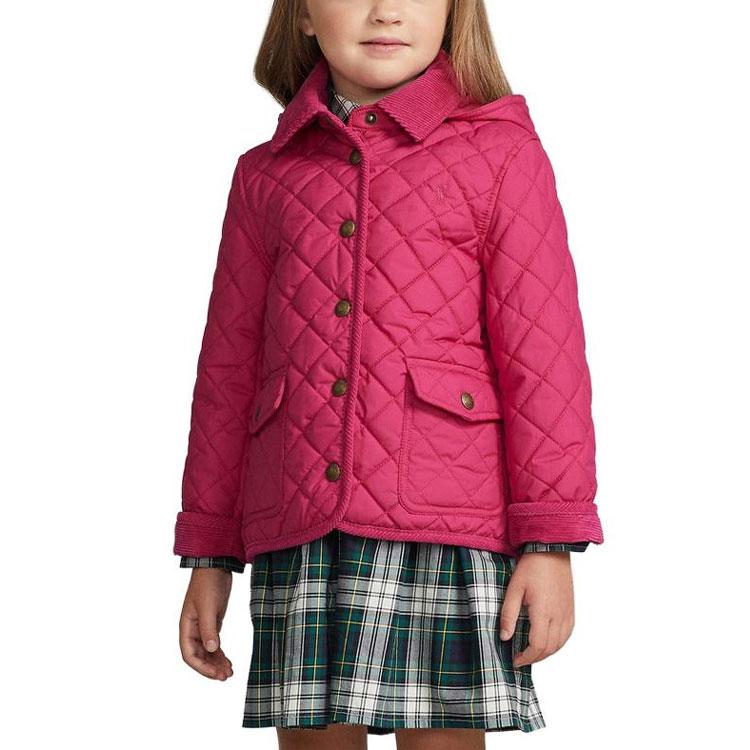Polo Ralph Lauren Cotton Jacket FW23 Solid Color Quilted Detachable Hood Kids Jacket Pink CWPOOTWR2820055-650