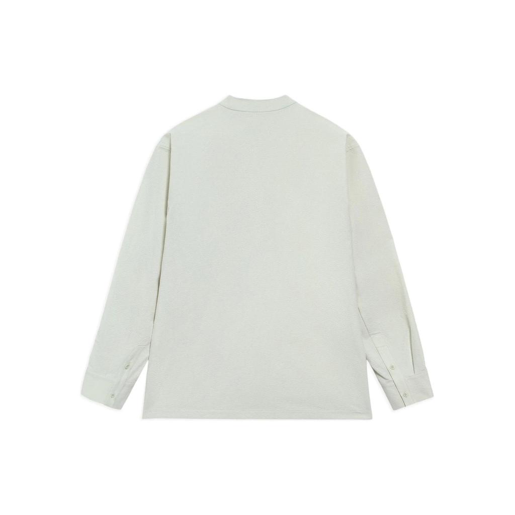 Li Ning X Jackie Chan Collaboration Kung Fu Series Solid Color Stand Collar Loose Long Sleeve Shirt Unisex Shirts Pearl-White ASHS051-1