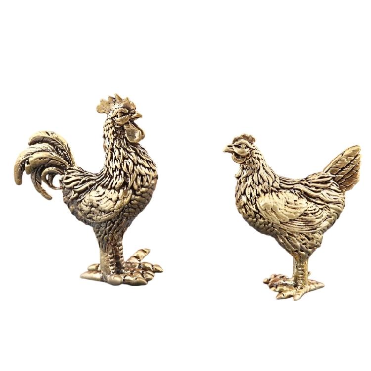 

2Pcs Artistic Bronze Farm Animal Statue Set Decorative Rooster Chicken Ornament Suitable As Home Present Home Decors 1