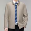 Men's Spring & Autumn Mulberry Silk Jacket: Middle-aged Dad Style, Thin, Non-Iron, Business Casual Lapel Outerwear.
