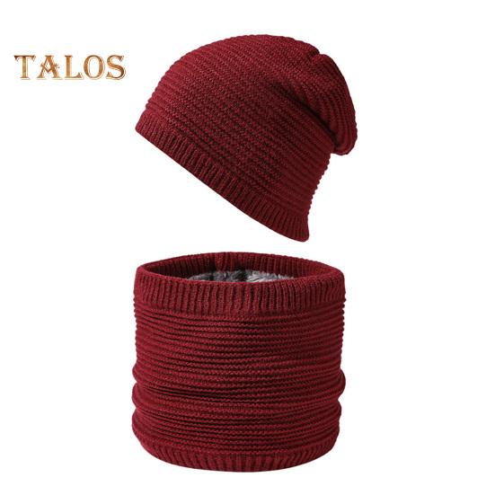 

2 шт./комплект мужской зимний шарф шапка комплект толстый вязаный теплый нескользящий эластичный защита ушей ветрозащитный шапка зимний уличный велоспорт катание на лыжах шейный платок комплект вино красного