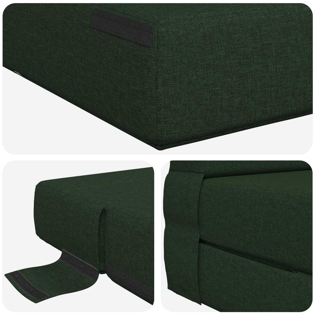 Folding Sofa Bed Dark Green 152 x 86.5 x 60 cm Fabric
