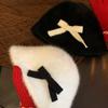Y2k Plush Basin Hat Thickened Fluffy Fisherman Hat Casual Bow Bucket Hat  Winter