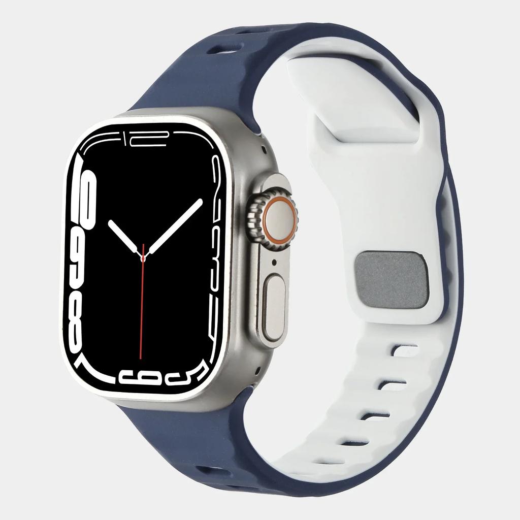 Silicone Strap for Apple Watch Band Ultra 2 49mm 46mm 44mm 45mm 41mm 40mm 42mm Two-tone Bracelet Iwatch Serise 10 9 8 7 6 SE 5 4