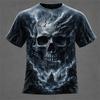 Halloween Men's Optical Illusion Skeleton T-Shirt Short-Sleeve T-Shirt 3D-Printed Crew Neck Shirt Horror Theme Streetwear Top