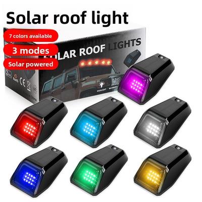 LED Solar Powered Cab Lights Punch-Free Wireless Truck Roof Lights Truck Pickup Warning Light for Pickup Trucks SUV Motorcycles