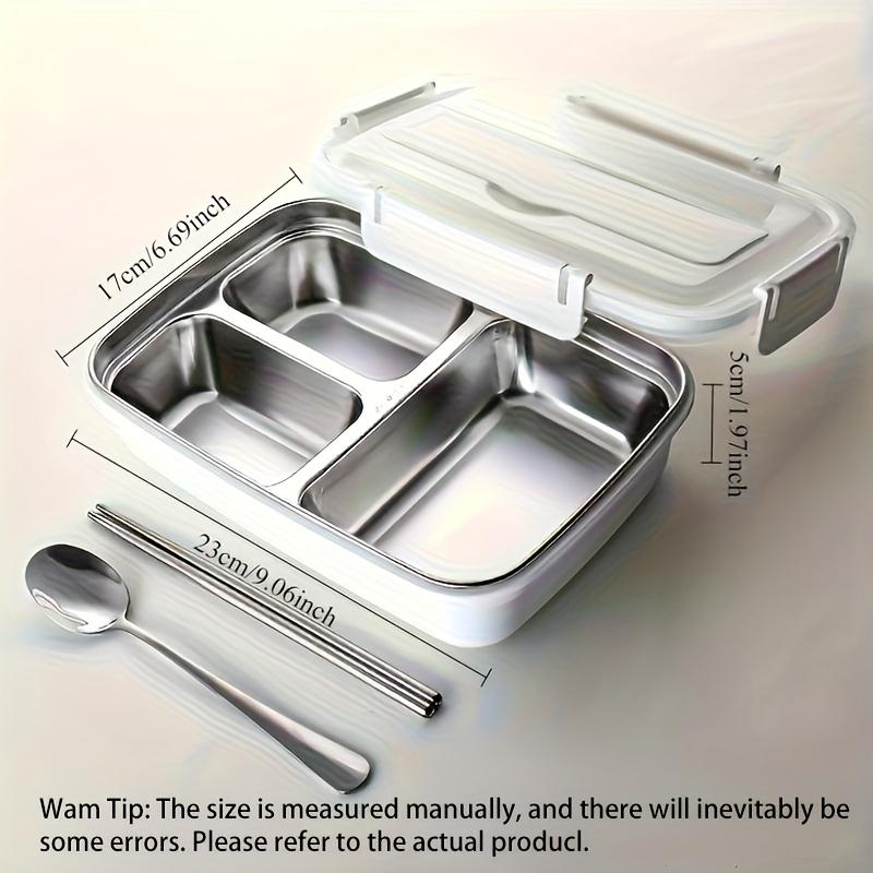 Leak-Proof Stainless Steel Lunch Box With 3/4 Compartments - Durable, Easy-Clean Bento Container For Students & Office Workers