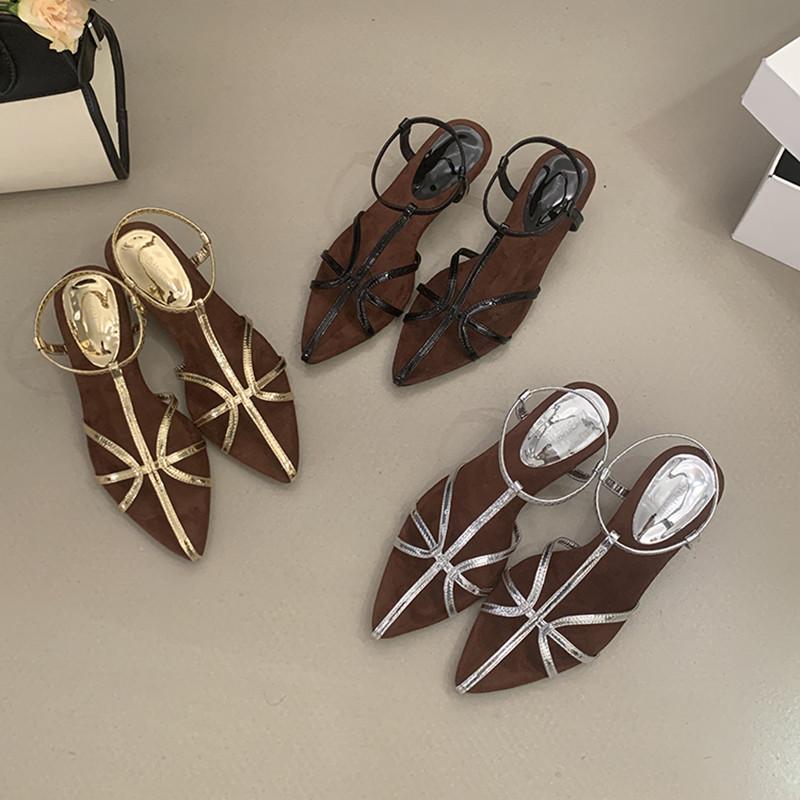 Fashion Bailamos Summer New Women Sandals Fashion Narrow Band Ladies Gladiator Shoes Thin Low Heel Ankle Strap Dress Party Shoes Mujer