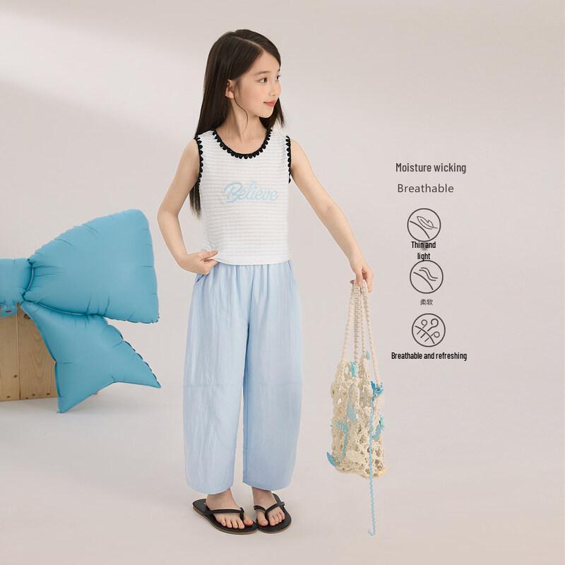 LUSON Girls  Lightweight Summer Banana Pants 140