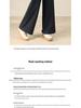 Women's Gray Wool High-Waisted Wide-Leg Floral Pants - Winter Casual, Thickened, Loose, Slimming, Versatile