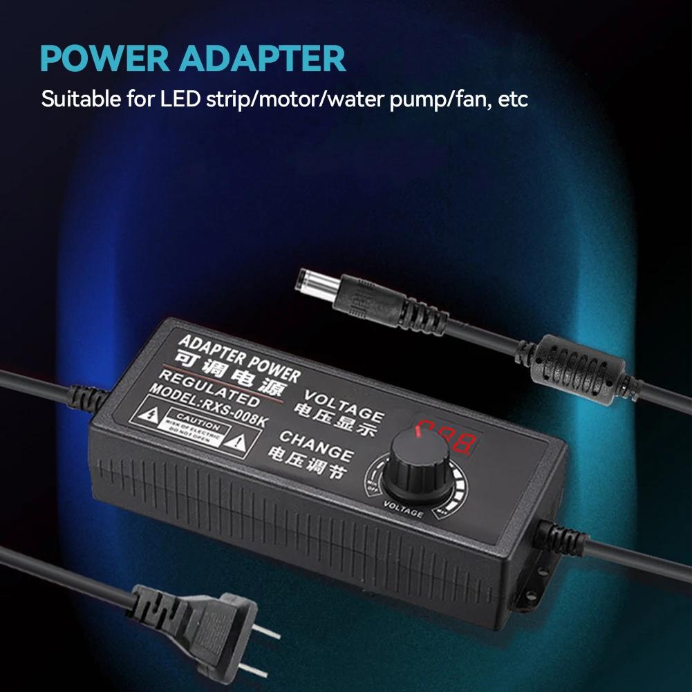 3V - 12V 24V 36V 2A 3A 5A Universal Adjustable AC Adapter High Voltage Transformer with DC Female Alligator Clip for Car Motor