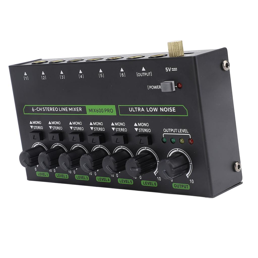 Studio Sound Mixer RGB Light Low Noise 6 Channels Mono Stereo Professional Sound Mixer for Home