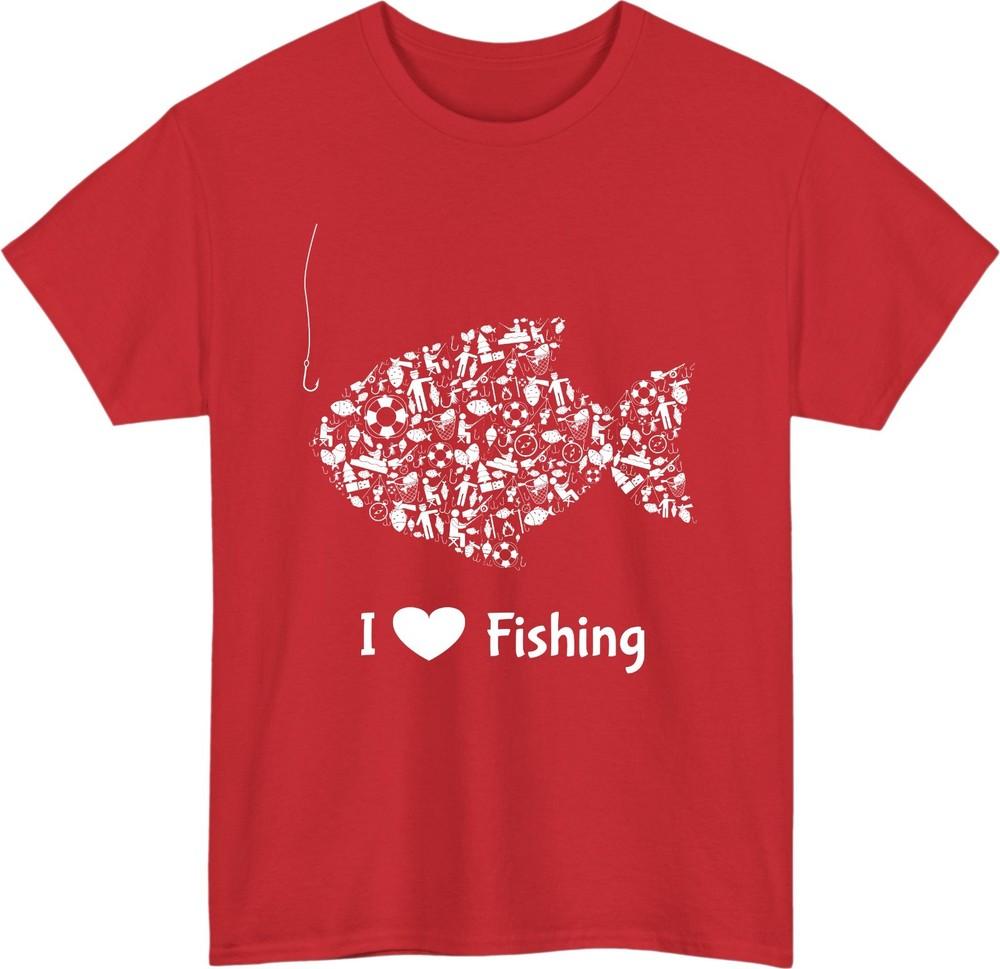 I love fishing classic outdoor tshirt creative fish silhouette mosaic tee top S