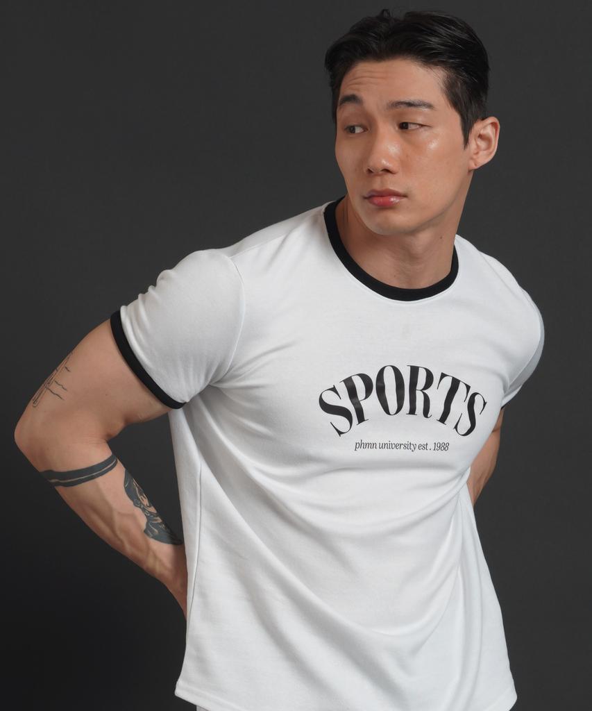 PHERMENON Muscle Fit Ringer Short Sleeve T-Shirt - White