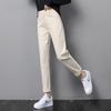 2025 Summer Beige High-Waist Slimming Loose Women's Jeans - Nine-Point Daddy Style