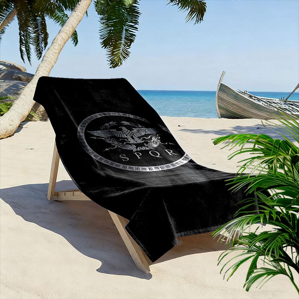 Majestic eagle emblem radiance Print beach towel, quick drying, suitable for travel, outdoor sports, jogging, the beach and swimming, gift