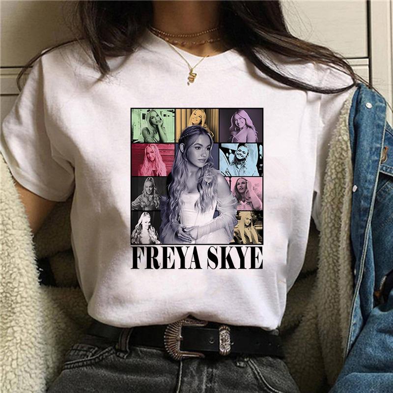 Womens Fashion Freya Skye Print Short Sleeve T Shirt 90s Graphic Vintage Tshirt Women Gothic Y2k Tshirt Streetwear Clothes