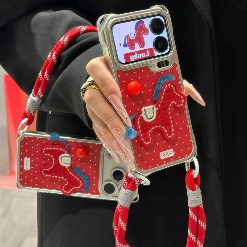 Polka Dot Embroidered Pony Lanyard Suitable for Apple 17/16promax Mobile Phone Case Huawei Vivoppo Xiaomi 15 Tide
