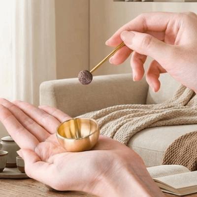 Portable Mini Singing Bowl Handmade Metal Sound Sound Bowl Copper with Striker Singing Bowl Ornaments Home Decoration