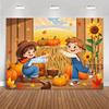 2D Cheerful Children's Thanksgiving Party Backdrop Cloth