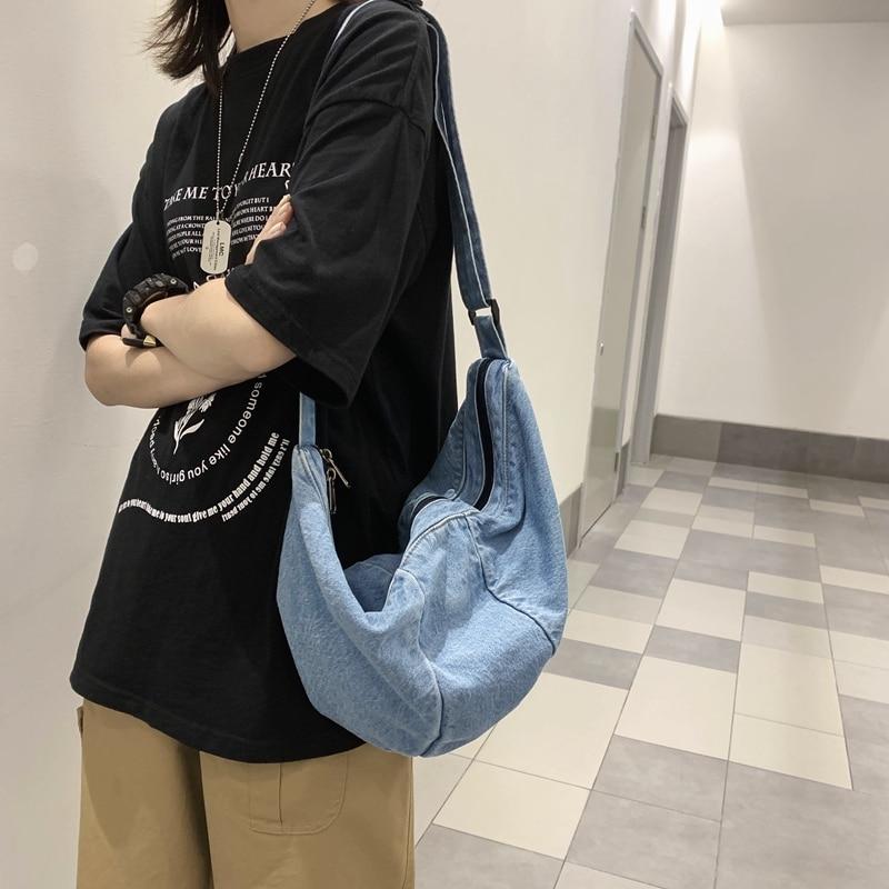Simplicidad casual Bolsos de hombro grandes Mujer Lienzo Bolsa de compras  de alta capacidad Cuerpo cruzado Bolsa de mezclilla Mujer Bolsa mensajera  comprar a buen precio — entrega gratuita, reseñas reales con