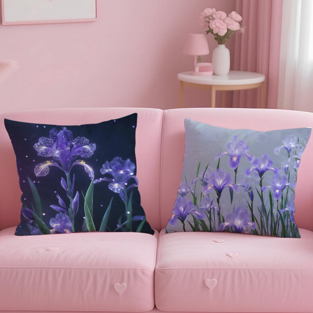 classic theme Iris Cushion Cover Soft & Easy-Wash Pillow Case – Versatile for Couch, Bed, Travel and Office