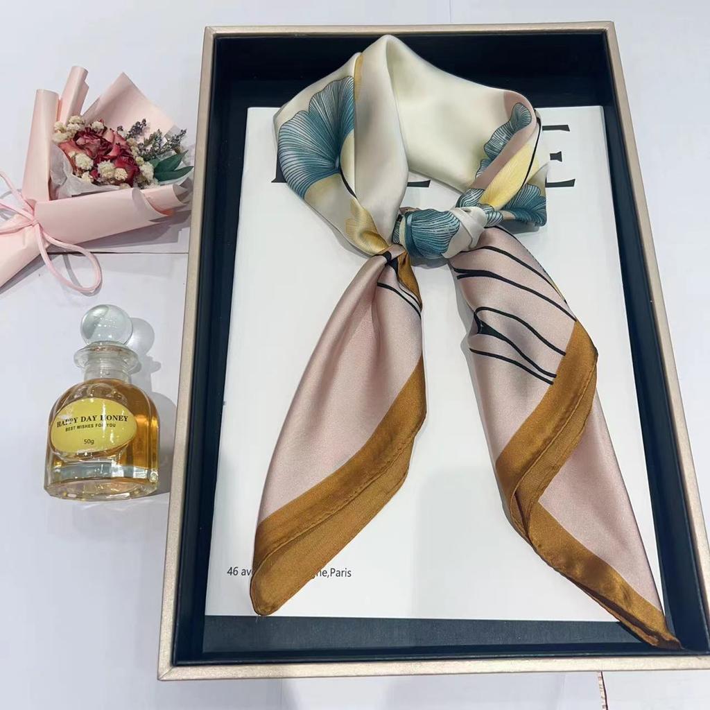 Hedvábný šátek pro ženy, módní všestranný, vysoký smysl, 70 čtverečních stop, ochrana krku, šátek, retro šátek, taška