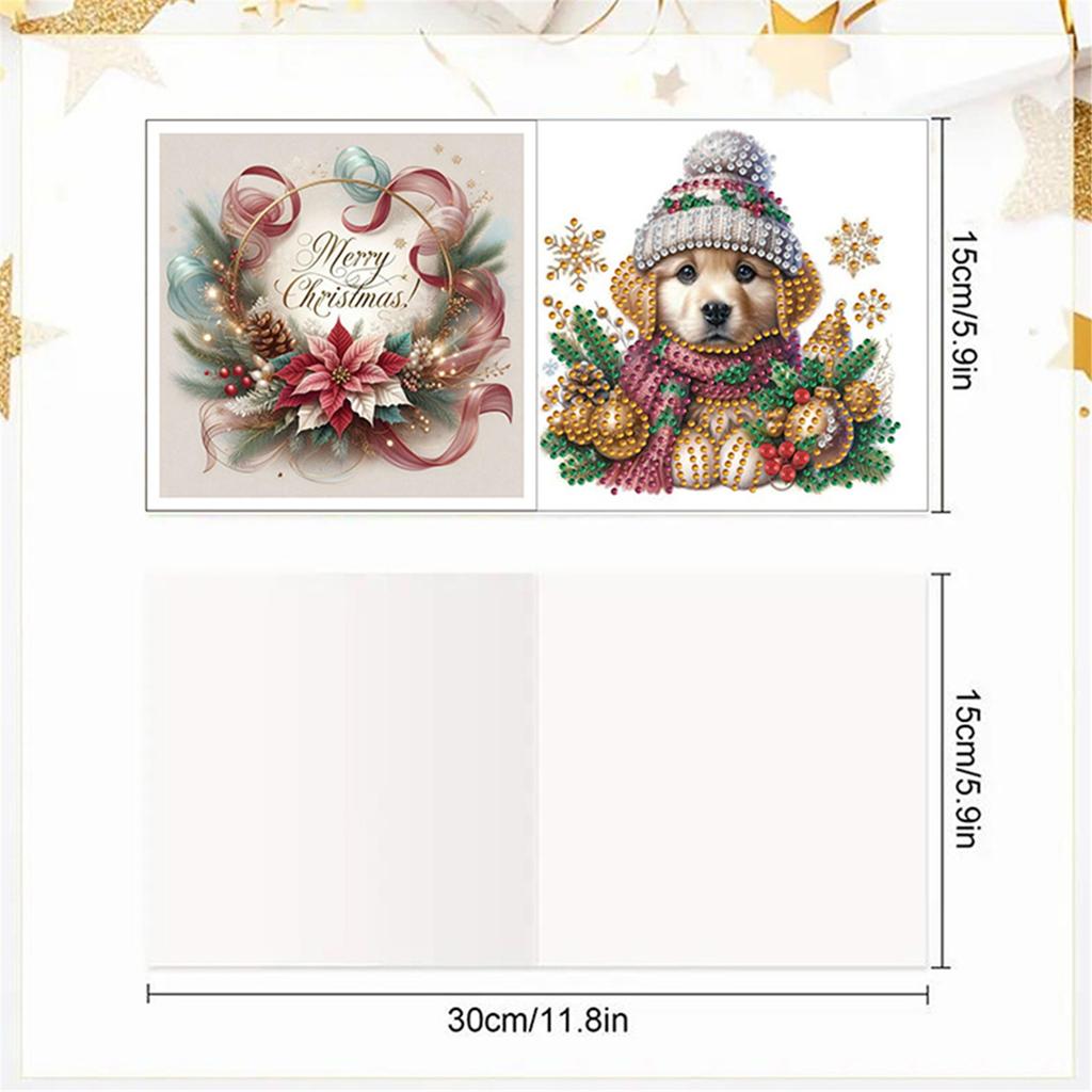 6pcs DIY Rhinestone Diamond Art Mosaic Postcards Diamond Art Greeting Cards for Christmas Birthdays Thanksgiving and Holidays