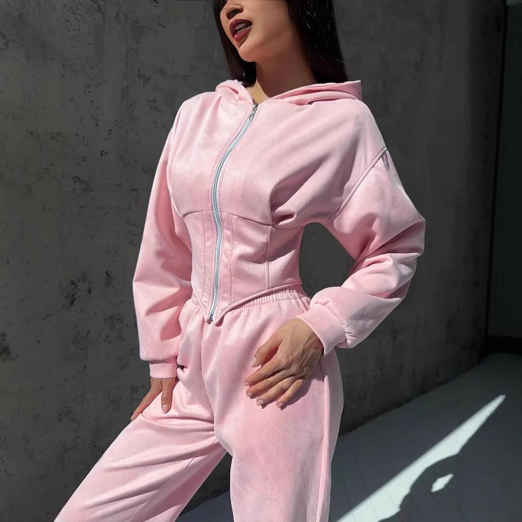 Olivgrüner Kapuzen-Reißverschluss-Romper-Jumpsuit