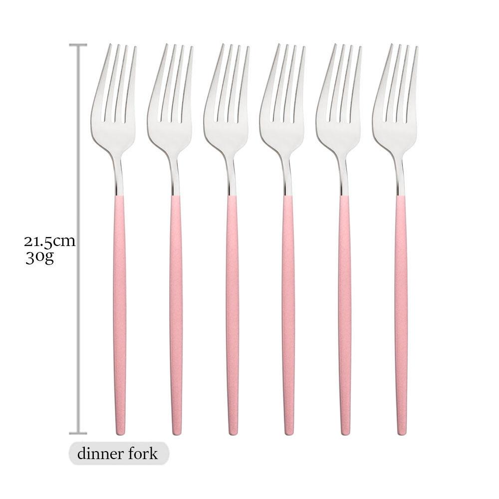 Drmfiy Spiegel Rosa Silber Besteck 6-teiliges Besteckset Edelstahl Set Tafelmesser Löffel Gabel Geschirr Küche Besteckset