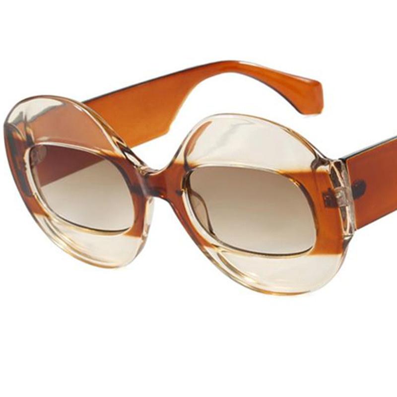 

HOT Oval Sun Glasses Unisex Anti-UV Spectacles Patchwork Frame Eyeglasses Google Ornamental Simplity Sunglasses as picture коричневый