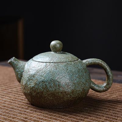 Japanische Grobkeramik-Teekanne zur Teezubereitung Haushalt Retro Keramik Kung Fu Teegeschirr Einzelne Kanne Kleine Lila Sand Xishi Hebebalken Seitenhenkel