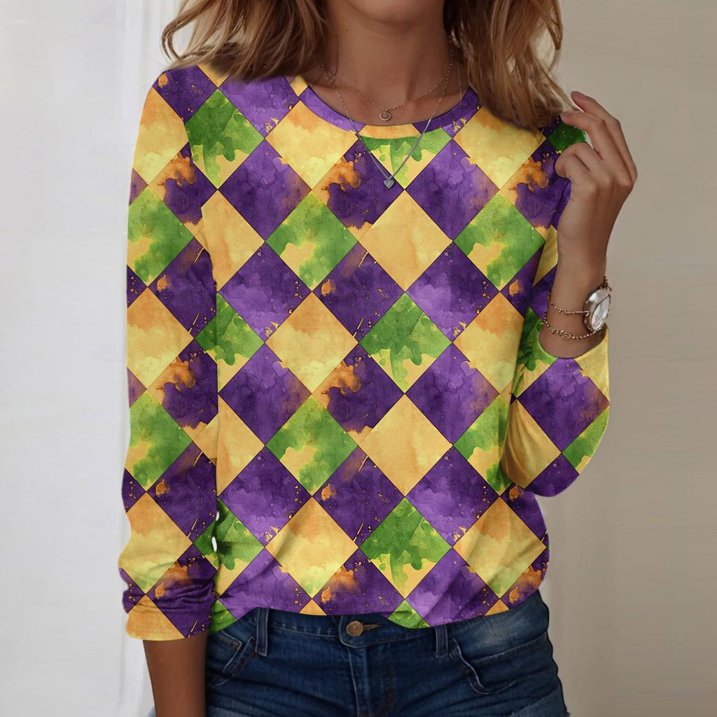 Long Sleeve Shirts For Women Cute Print Graphic Tees Blouses Casual Plus Size Basic Tops Pullover