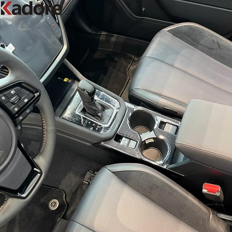 Car Center Console Water Cup Holder Frame Cover Trim For Subaru Forester 2025 2026 Carbon Fiber Inteiror Mouldings Accessories