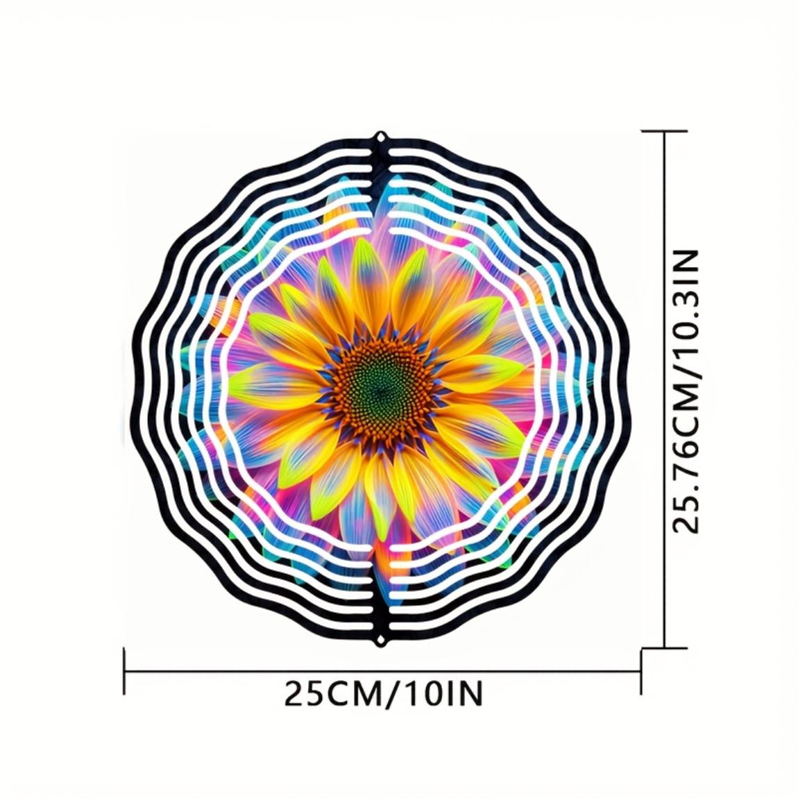 

10-дюймовый неоновый цветок, ветряной спиннер, 3D кинетический металлический подвесной декор для сада, двора, улицы, помещения, динамическая художественная скульптура, подарок для женщин, мужчин, мамы, папы 01A