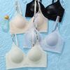 Thin Ice Silk Seamless Lingerie Women's Gathering Bra Thin Letter Shoulder Strap Breathable Bra Push Up Bra