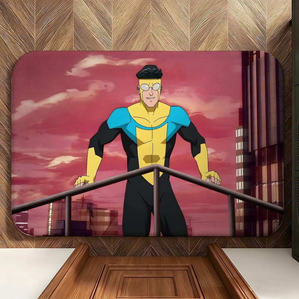 Animation I-Invincible H-Hero Floor Mat Soft Flannel Floor Mat Suitable for Entryways, Living Rooms, Bedrooms, and Bathrooms