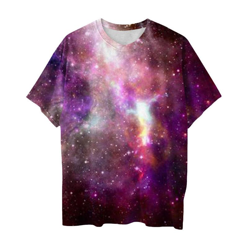 Galaxy Print T-shirt met Korte Mouwen, Stijlvolle Casual Dagelijkse Kleding