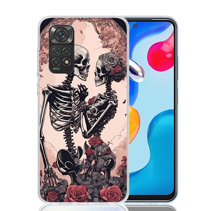 Anatomy Skeleton Heart Lovey Kiss Phone Case For Xiaomi Redmi Note 13 14 15 Pro Plus 12S 12 14S 11S 11E 10 10S 11 11T 5G 4G Cove