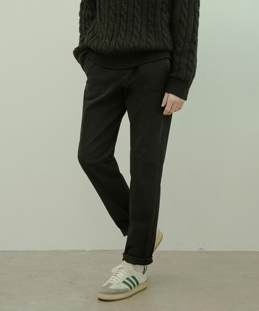 HALBKREIS LAYOUT P10032 Brushed Loose Tapered Pants_Black