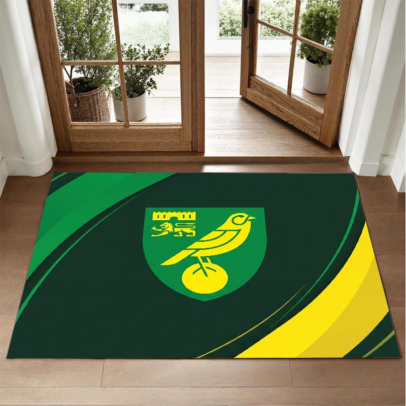 Norwich City Football Design Crystal Velvet Rug Soft Decorative Mat for Bedroom Entrance