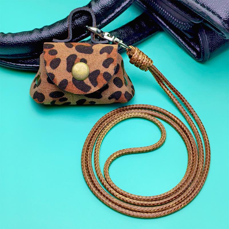 Chic Leather Mini Wallet & Necklace Pendant Earphone Case