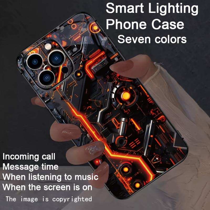 PCBA Mechanical Flash Light Phone Case For iPhone 17 Air 16 15 14 7 8 Plus 13 12 11 Pro Max Full Protect Glass LED Phone Fundas